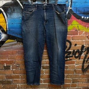 LANDS’ END-men’s medium dark wash cotton blend denim TRADITIONAL FIT jeans